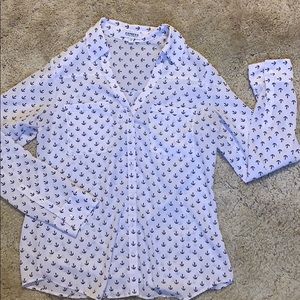 Express Anchor Print Portofino Button Up Size M